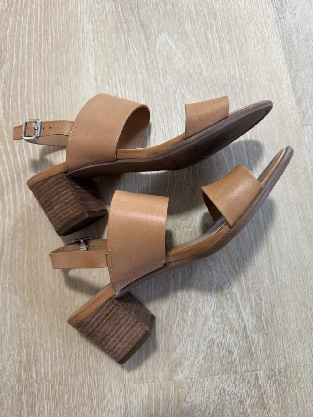 Franco Sarto Tan/Brown Double-Strap Leather Sandals - Picture 3 of 5